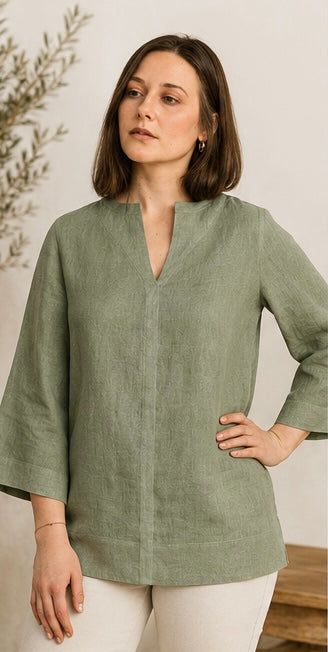 100% European Oversized Gene Linen Blouse