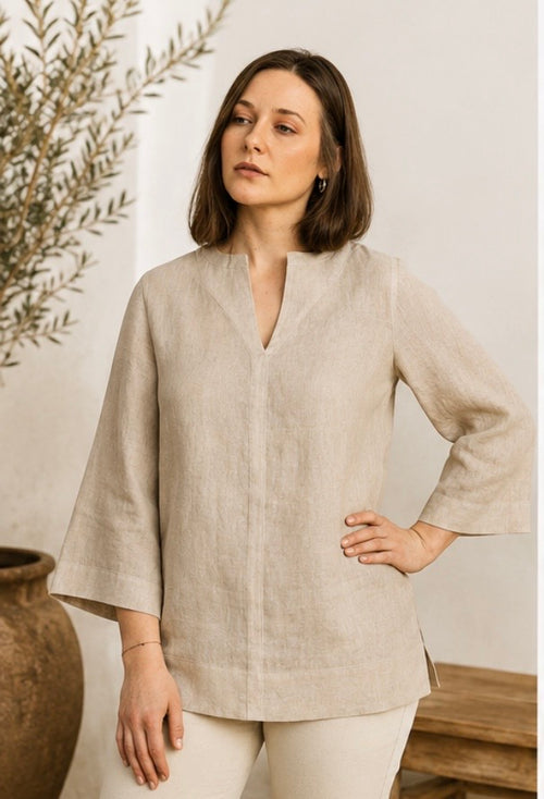 100% European Oversized Gene Linen Blouse