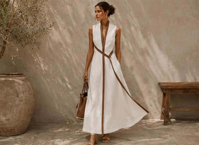 Coastal Sands Trim Midi Dress